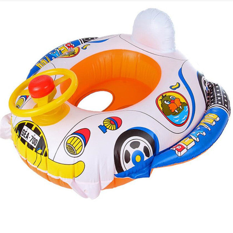 Baby & Toddler Swim Seat Float – Cartoon Design Pool Boat Ring - ShopElika