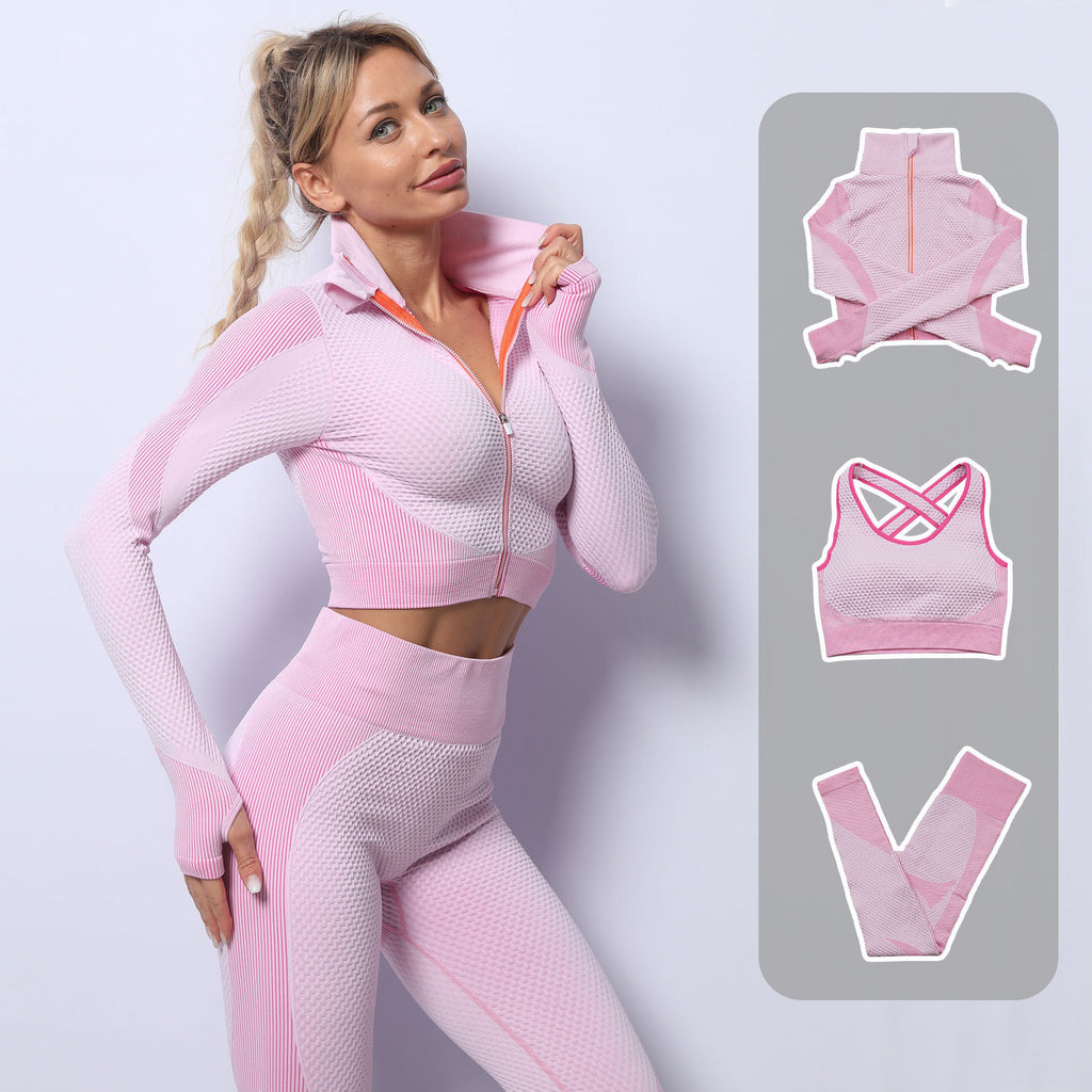 Three-piece Stretch Fitness Pants Sports Yoga Suit - ShopElika