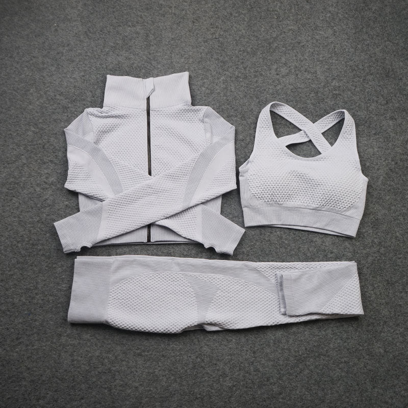 Three-piece Stretch Fitness Pants Sports Yoga Suit - ShopElika
