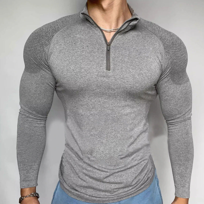 Seamless Long-Sleeve Zipper Training Top—Slim Fit Outdoor Fitness Wear - ShopElika