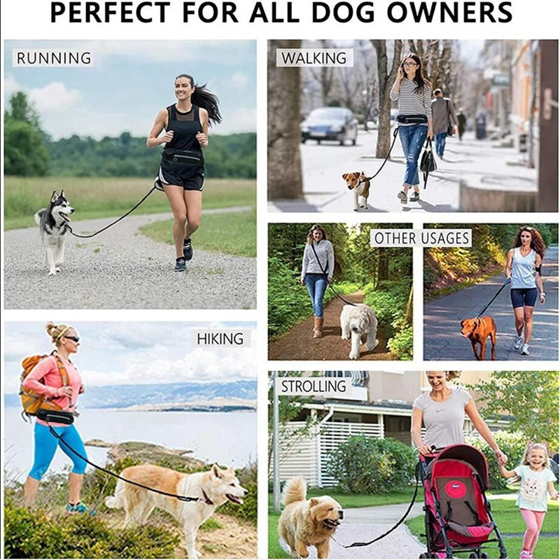 Hands-Free Dog Leash with Bungee – Training Belt for Large Dogs (Up to 180lbs) - ShopElika