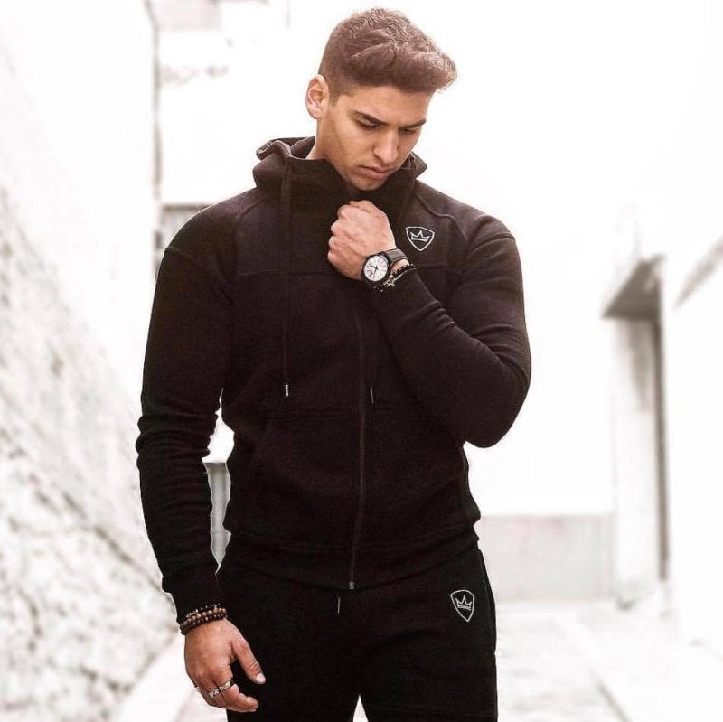 Slim-Fit Hooded Tracksuit—Stylish Sportswear for Training - ShopElika