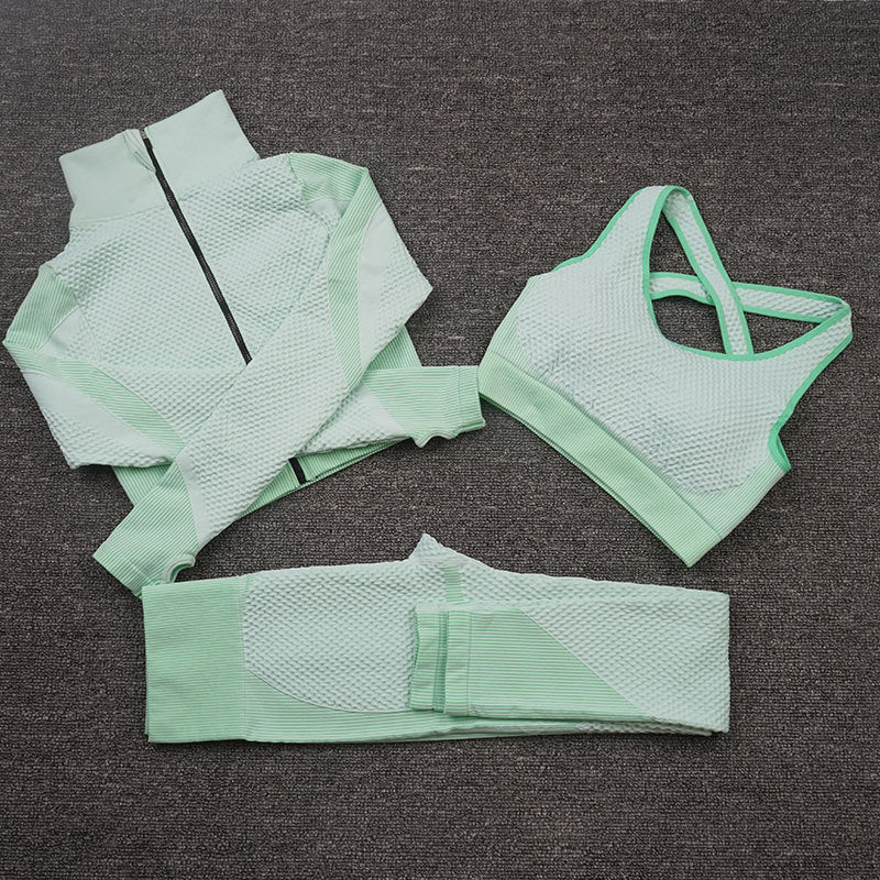 Three-piece Stretch Fitness Pants Sports Yoga Suit - ShopElika