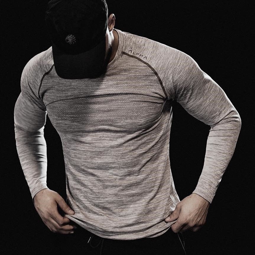 Men’s Long Sleeve Mesh Gym Shirt – Breathable Fitness Sportswear - ShopElika