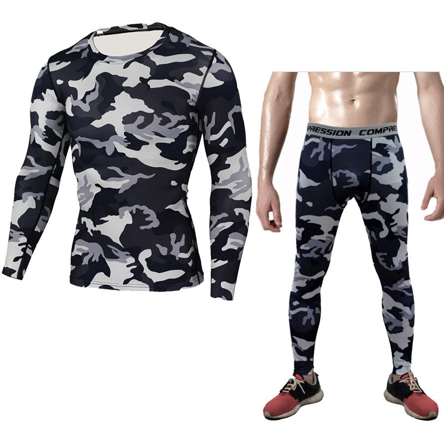 Camouflage Compression Baselayer Fitness Set For Men - ShopElika