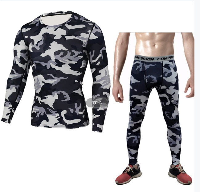 Camouflage Compression Baselayer Fitness Set For Men - ShopElika