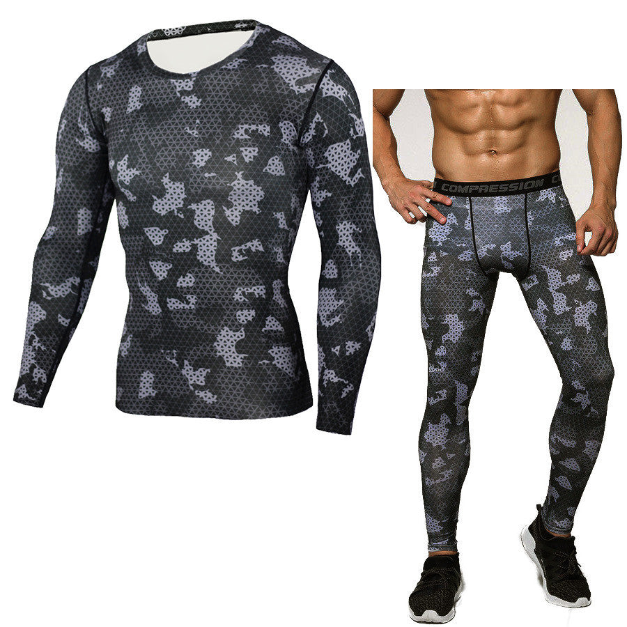 Camouflage Compression Baselayer Fitness Set For Men - ShopElika