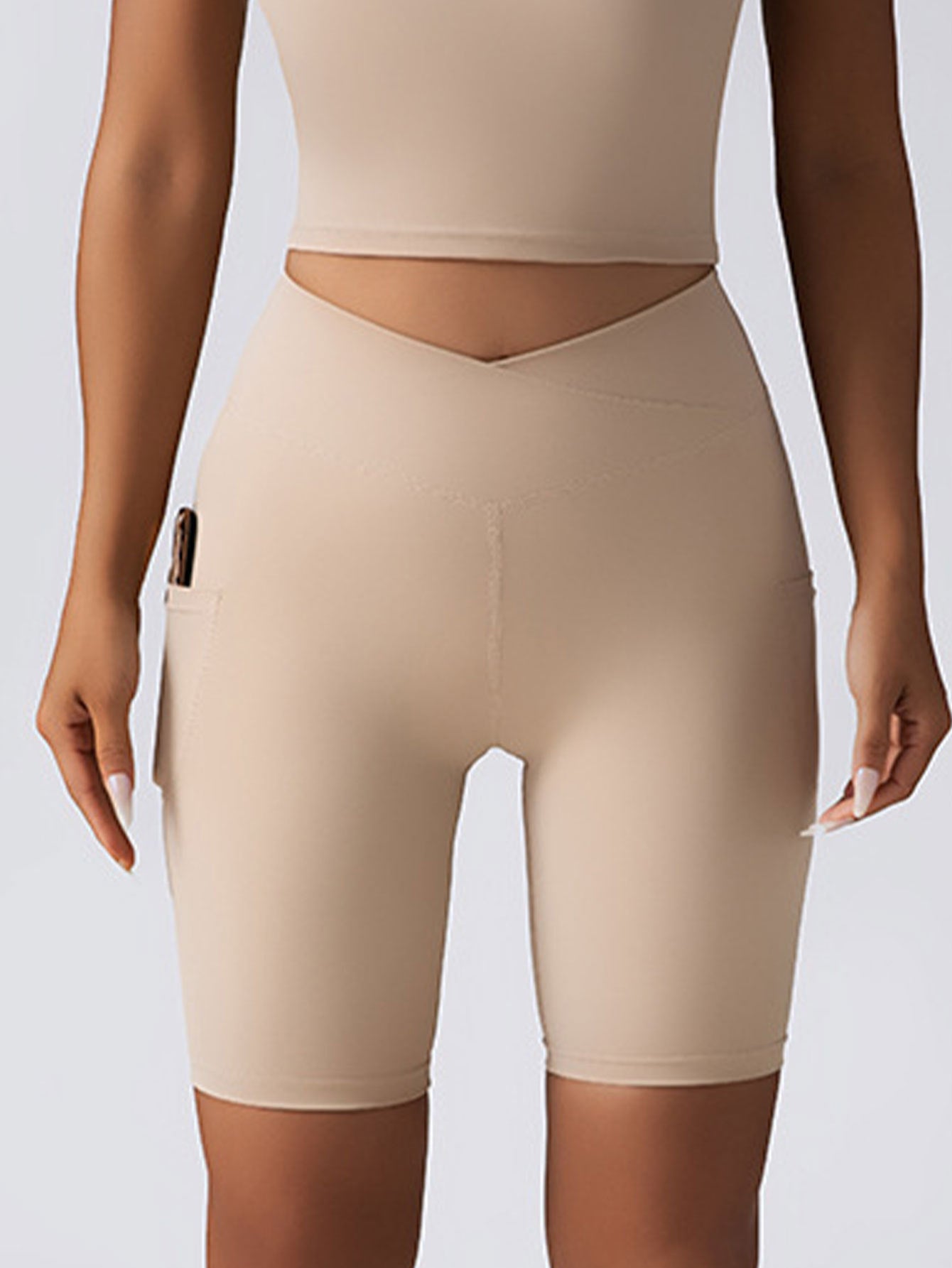 Women’s Seamless Biker Shorts – High-Waist Tummy Control with Pockets - ShopElika