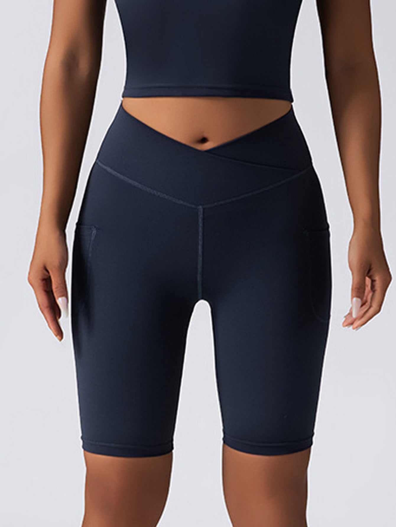 Women’s Seamless Biker Shorts – High-Waist Tummy Control with Pockets - ShopElika