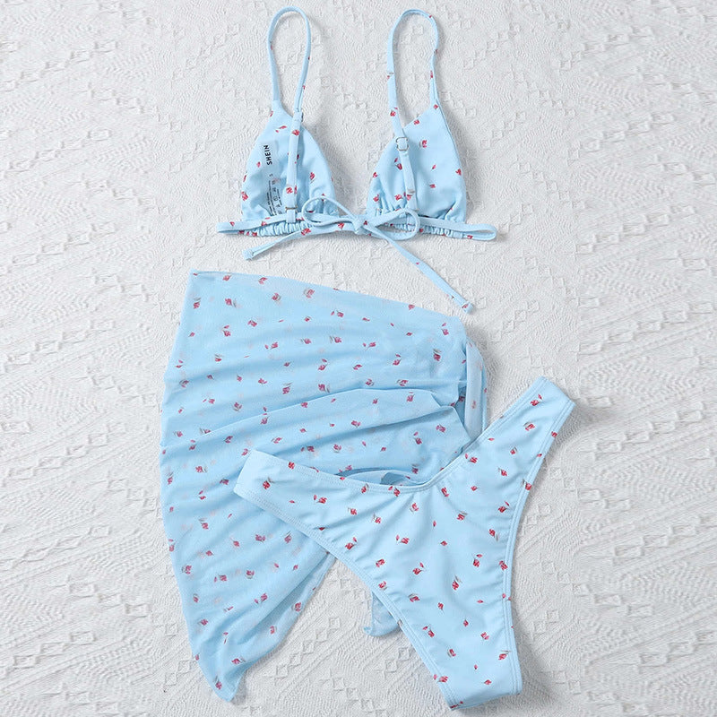 Women's Beach Style Printed Swimsuit Three Piece Set - ShopElika