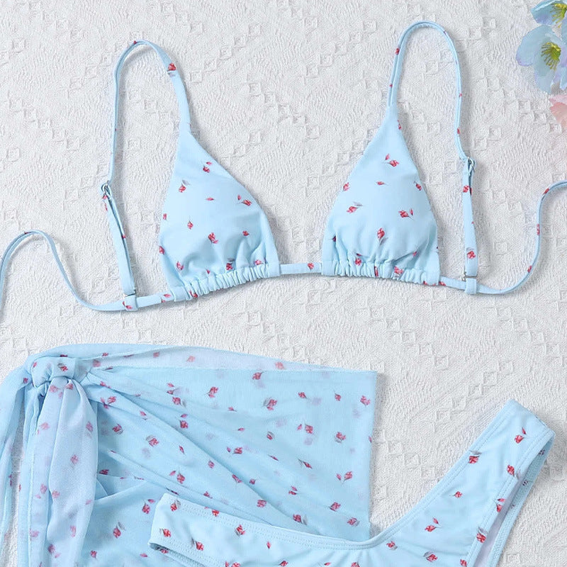 Women's Beach Style Printed Swimsuit Three Piece Set - ShopElika