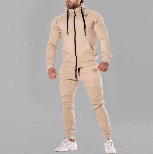 Slim-Fit Hooded Tracksuit—Stylish Sportswear for Training - ShopElika