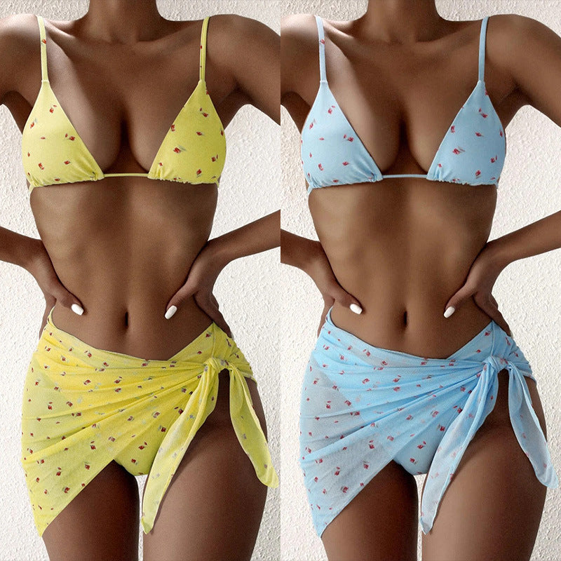 Women's Beach Style Printed Swimsuit Three Piece Set - ShopElika
