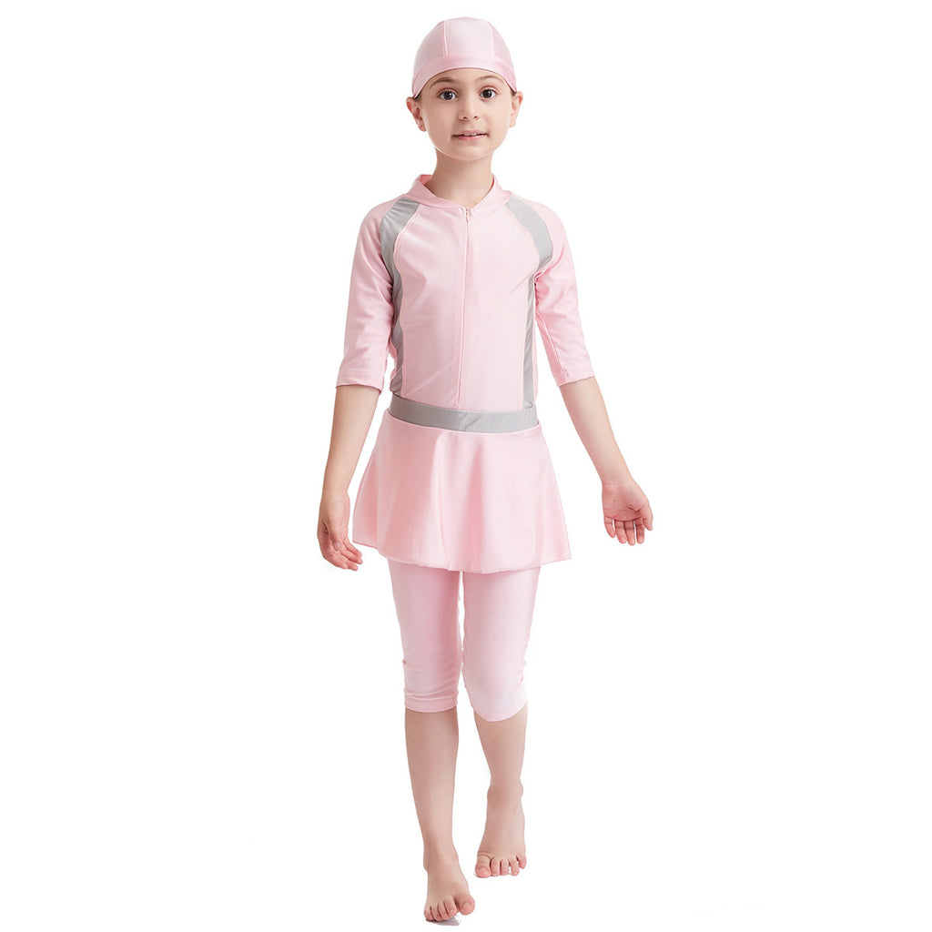 Girls' Solid Color Conservative Swimsuit - ShopElika