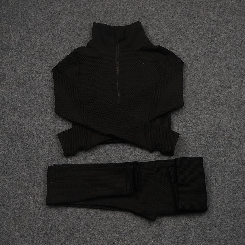 Three-piece Stretch Fitness Pants Sports Yoga Suit - ShopElika