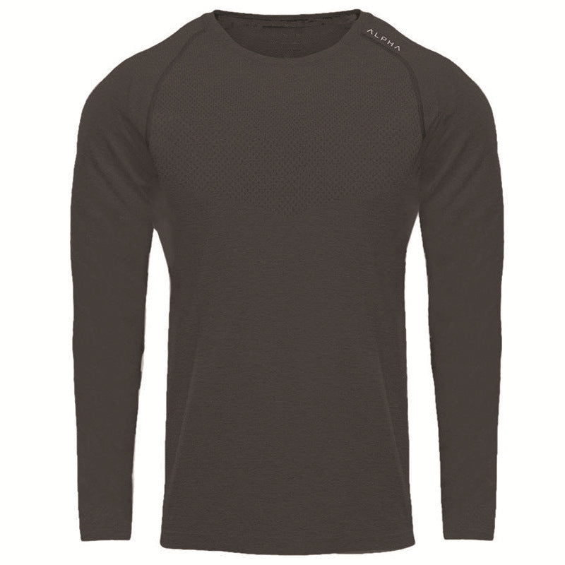 Men’s Long Sleeve Mesh Gym Shirt – Breathable Fitness Sportswear - ShopElika