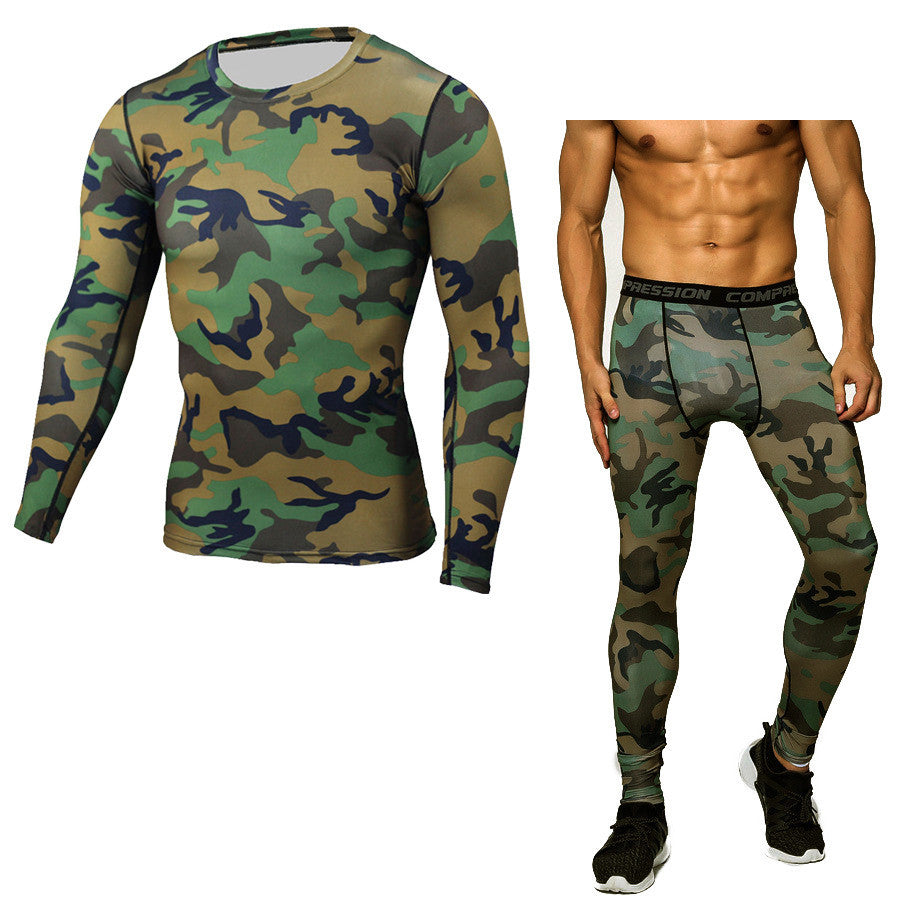 Camouflage Compression Baselayer Fitness Set For Men - ShopElika