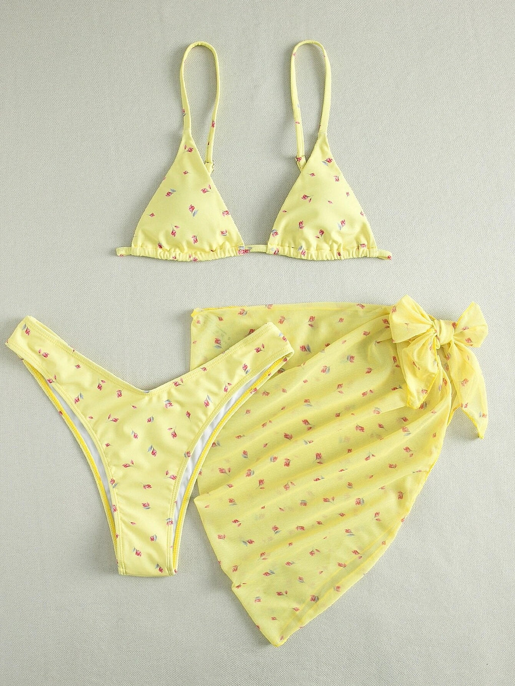 Women's Beach Style Printed Swimsuit Three Piece Set - ShopElika