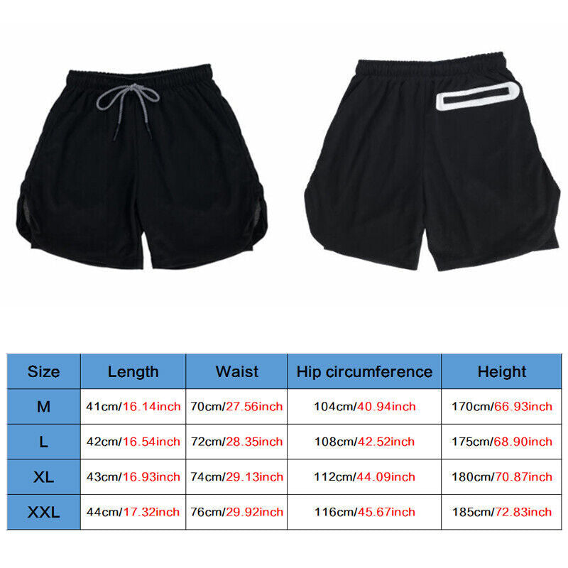 Men’s Double-Layer Sports Running Shorts—With Pocket for Gym & Training - ShopElika