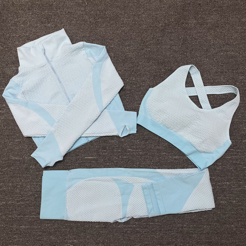 Three-piece Stretch Fitness Pants Sports Yoga Suit - ShopElika