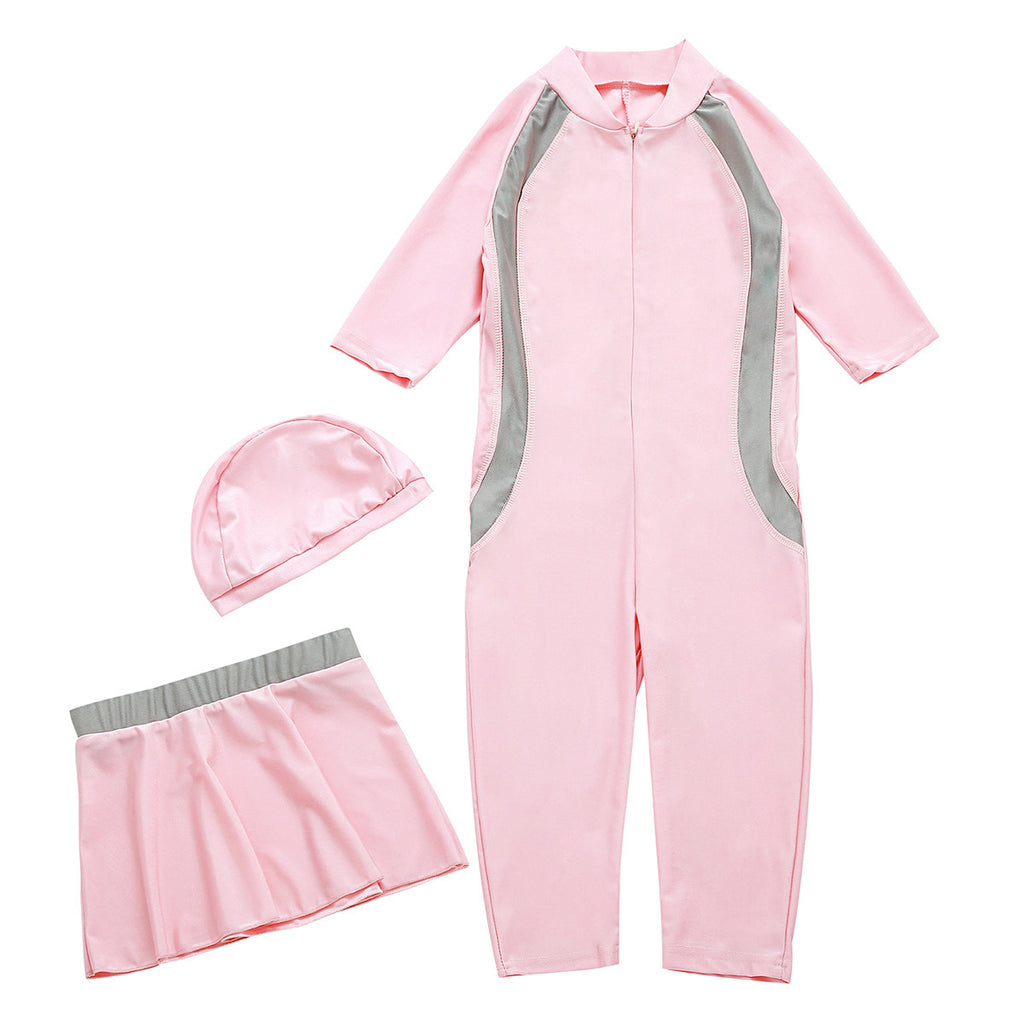 Girls' Solid Color Conservative Swimsuit - ShopElika