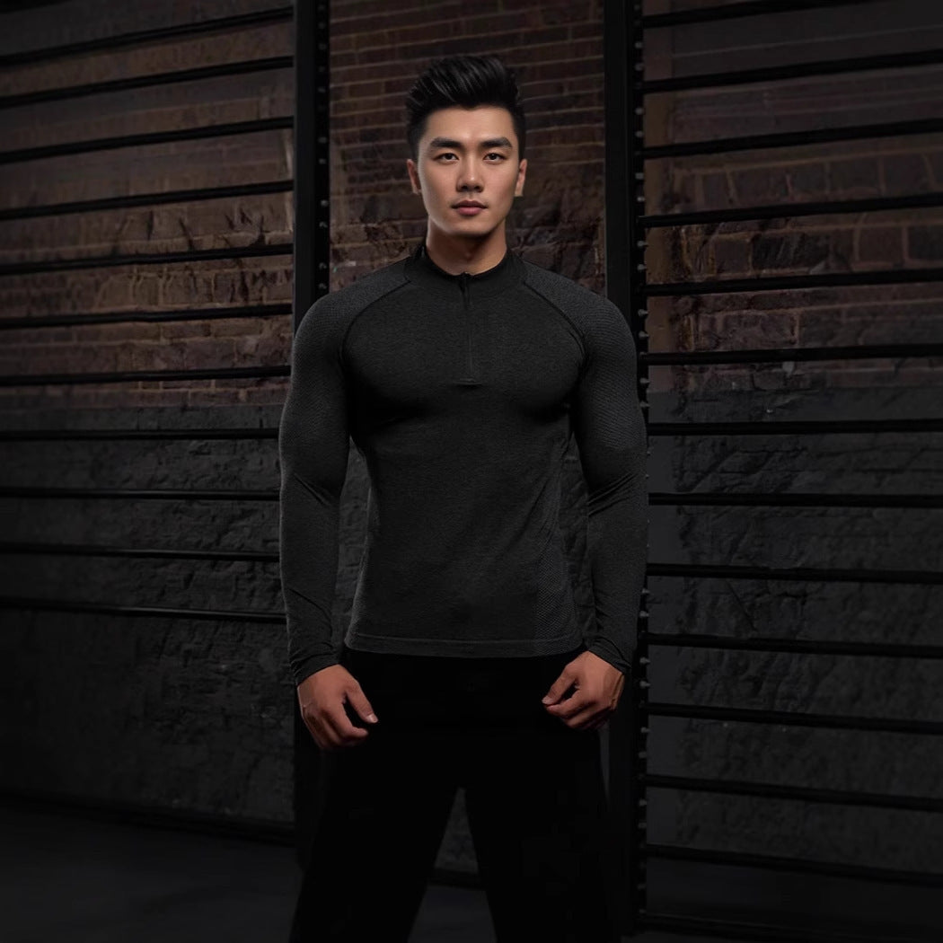 Seamless Long-Sleeve Zipper Training Top—Slim Fit Outdoor Fitness Wear - ShopElika