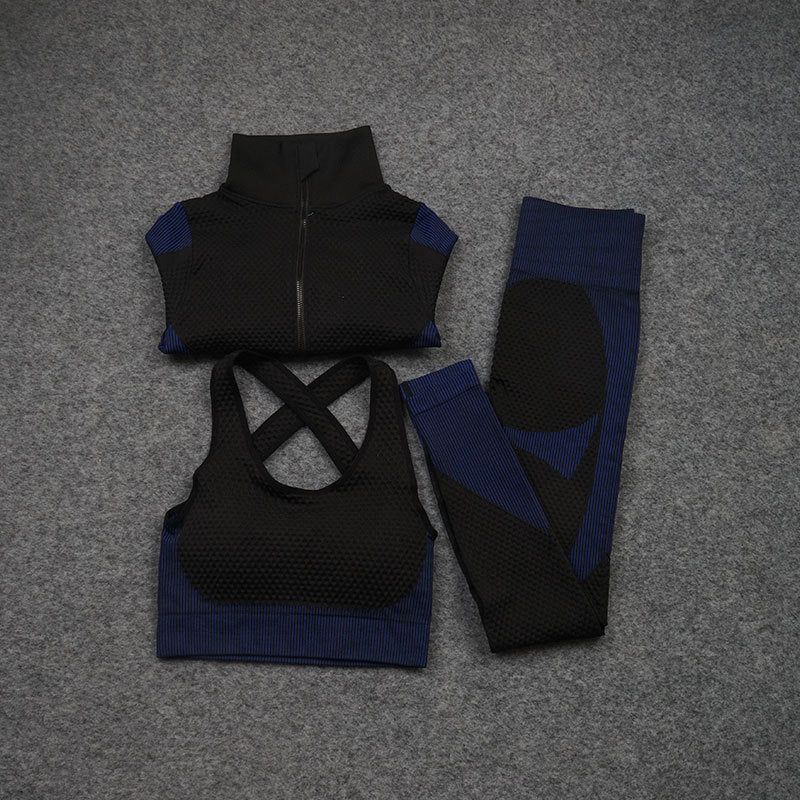 Three-piece Stretch Fitness Pants Sports Yoga Suit - ShopElika