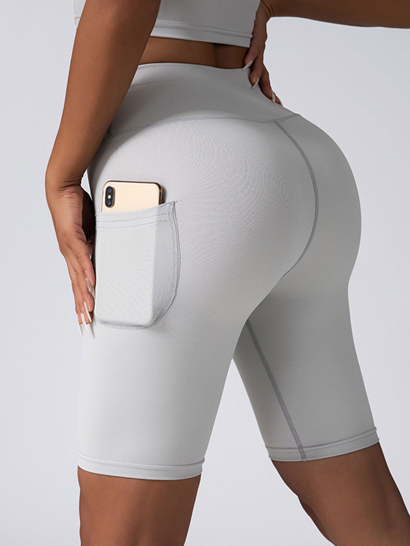 Women’s Seamless Biker Shorts – High-Waist Tummy Control with Pockets - ShopElika