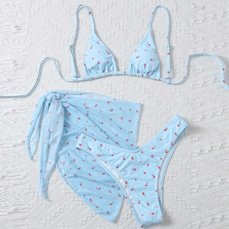 Women's Beach Style Printed Swimsuit Three Piece Set - ShopElika
