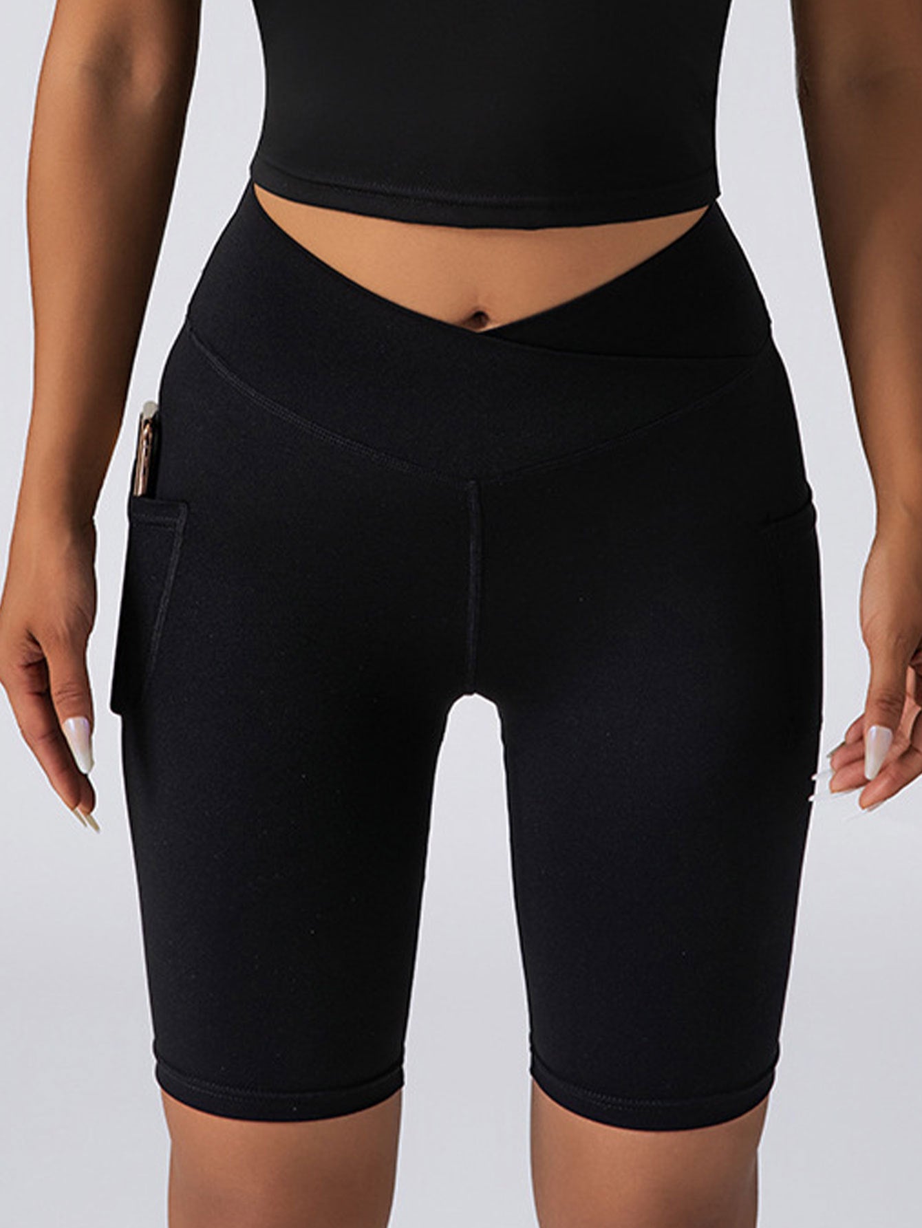 Women’s Seamless Biker Shorts – High-Waist Tummy Control with Pockets - ShopElika