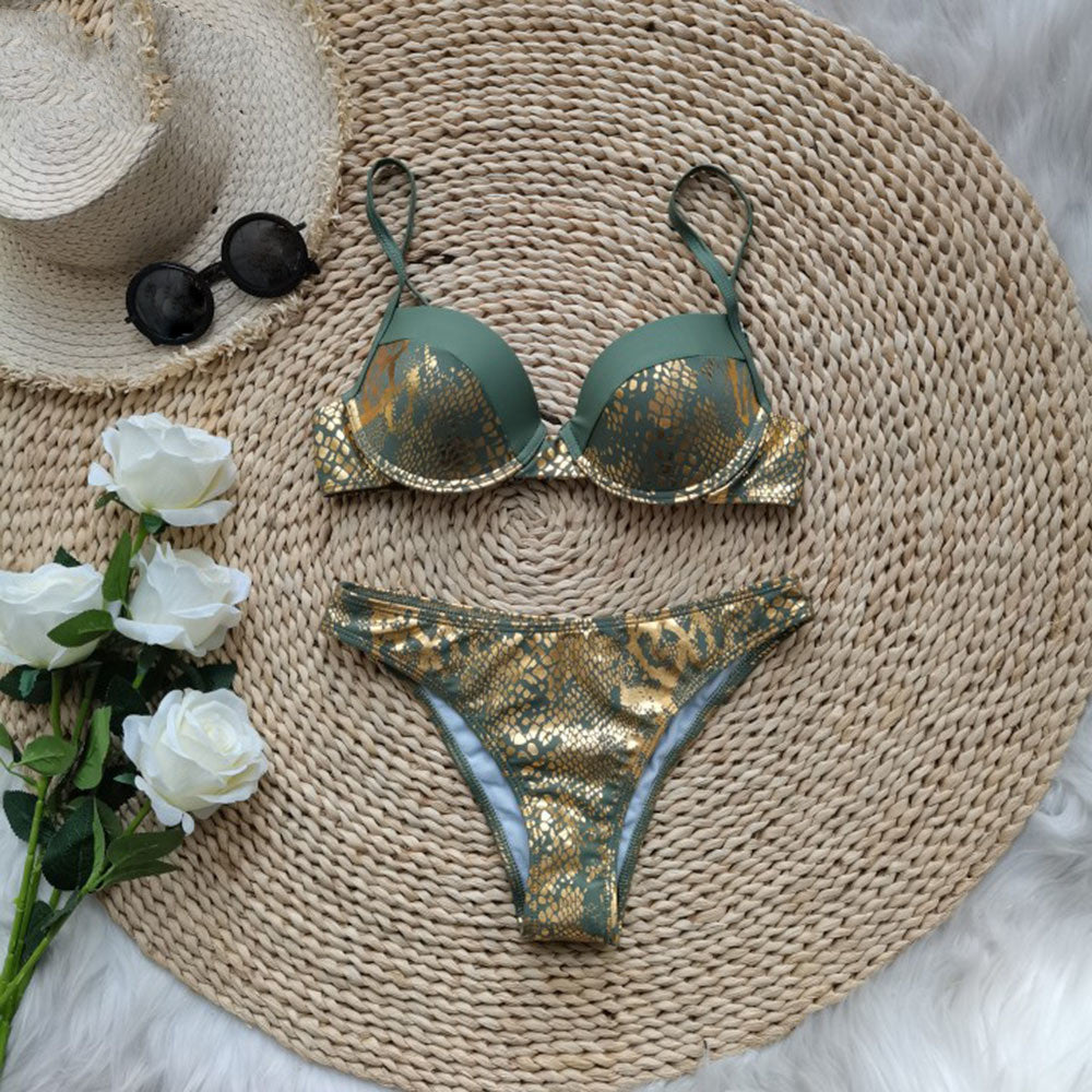Women's Bikini Swimsuit Push Up Bronzing Split - ShopElika